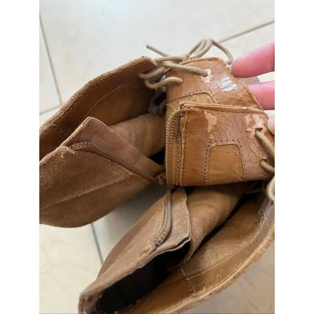 Lucky Brand Tan Yoanna Suede Wedge Bootie Women's Size 8